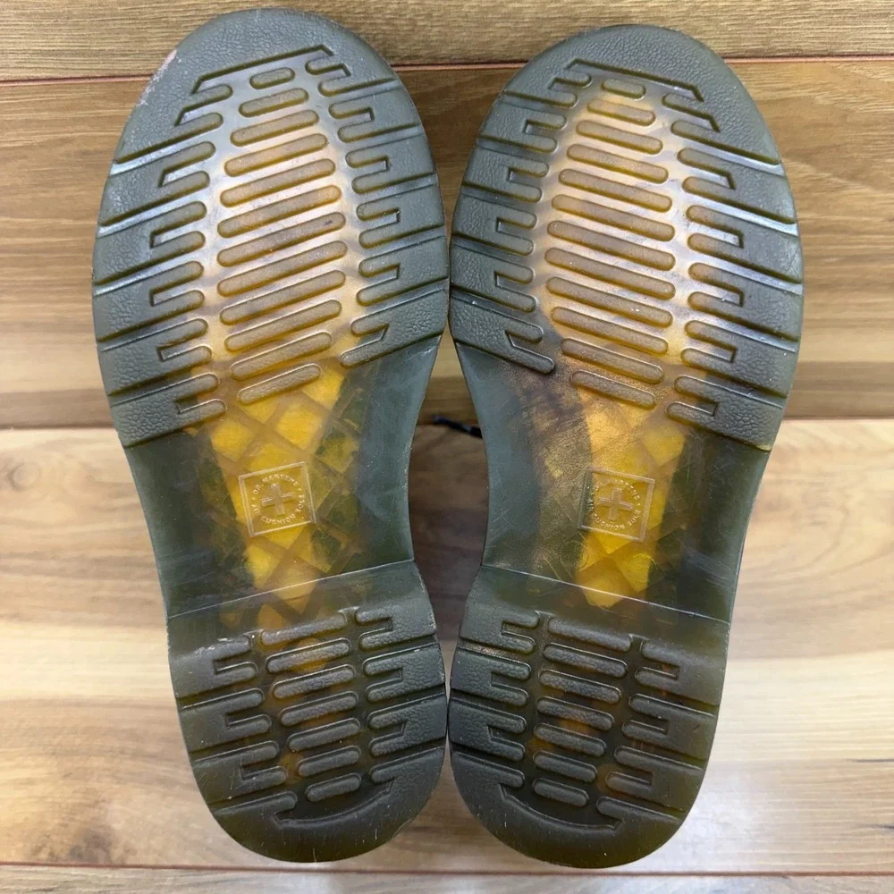 Dr Martens Combat Boots Girls Size 2 Metallic Pewter Leather Lace‎ Up